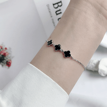 Load image into Gallery viewer, 925 Sterling Silver Shinning Bracelet For Women With Black Clover Shape
